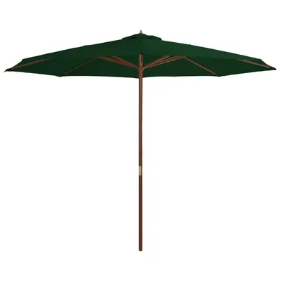 Gossi umbrela de soare de exterior, stalp din lemn, verde, 350 cm