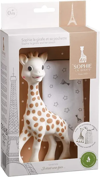 Jucarie pentru bebelusi Sophie la Girafe - Sophie, 18 cm., cu punga pentru depozitare