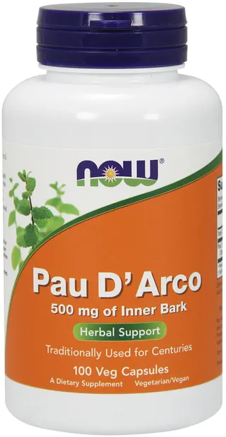 Pau D'Arco, 500 mg, 100 capsule vegetale, Now