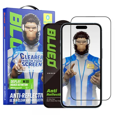 Folie de protectie Ecran Blueo Anti-Reflective HD pentru Apple iPhone 14 Pro Max, Sticla Securizata, Full Glue, Neagra