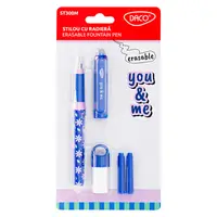 Stilou cu radiera Daco You&Me mov + 2 rezerve + dispozitiv curatare