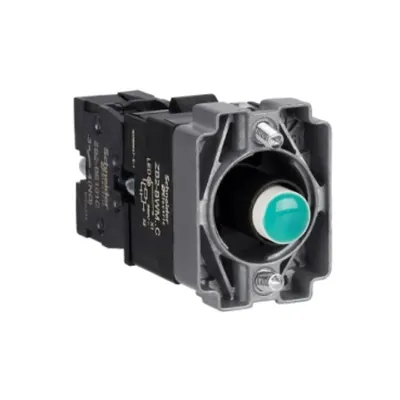 Bloc luminos cu corp si element de fixare, Easy Harmony XB2, metal, verde, bulb 24V DC LED, 220V AC, 1NO