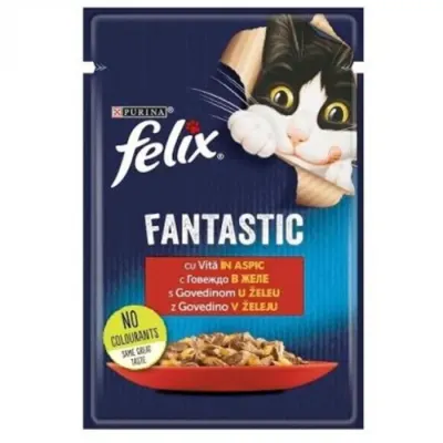Hrana umeda pentru pisici Felix Fantastic cu vita 85 gr