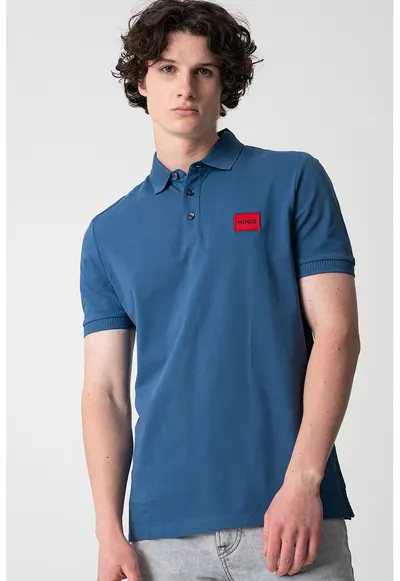 Tricou polo slim fit Dereso - Rosu/Albastru