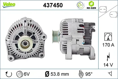 Alternator (14V, 170A) potrivit BMW 5 (E60), 5 (E61), 6 (E63), 6 (E64), 7 (E65, E66, E67) 2.0D-5.0 06.02-12.10