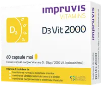 D3vit 2000 cu vitamina D3 2000 U.I., 60 capsule moi, Pharma Brands
