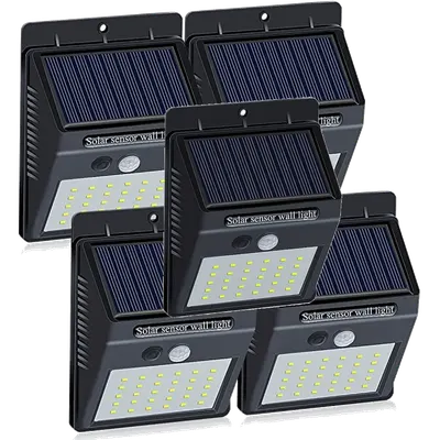 Set 5 Lampi Solare BRIGHT 30 LED cu Senzor de Miscare si Lumina 1 Mod ILUMINARE