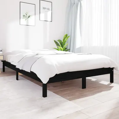 vidaXL Cadru de pat, negru, 160x200 cm, lemn masiv de pin