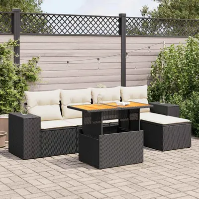 Gossi set mobilier de gradina cu perne, 6 piese, negru, poliratan