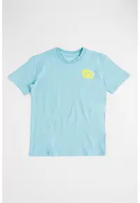 Tricou din bumbac cu aspect decolorat si imprimeu logo - Albastru aquamarin