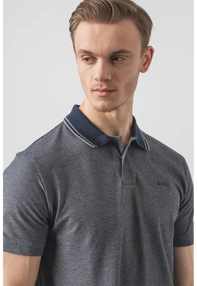 Tricou polo relaxed fit Peoxford - Gri/Bleumarin