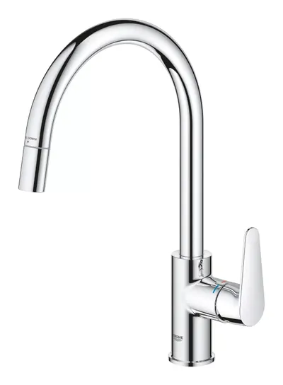 Baterie bucatarie Grohe StartCurve 30562000, inalta, tip C, dus extractabil, monocomanda, Crom
