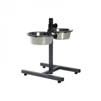 Stativ reglabil cu 2 castroane din inox 2 x 1,8 L 20 cm