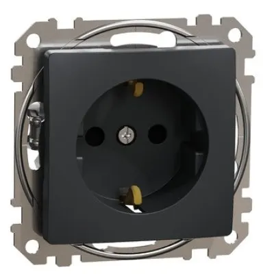 Priza 2P+E cu obturatoare, Schneider, SDD114022, Sedna Design, 16A, 250V, borne automate, antracit
