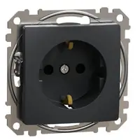 Priza 2P+E cu obturatoare, Schneider, SDD114022, Sedna Design, 16A, 250V, borne automate, antracit
