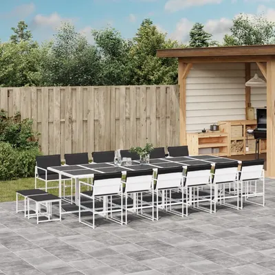 Gossi set mobilier de gradina, 17 piese, cu perne, alb, textilena
