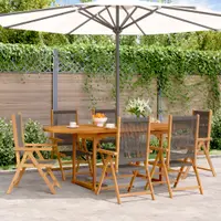 Gossi set mobilier de gradina 7 piese polipropilena gri/lemn masiv