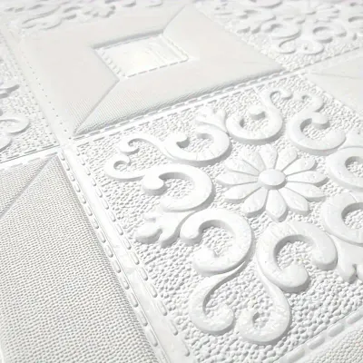 Tapet Autoadeziv 3D Alb 70x70 cm Waterproof Perete Tavan Decorativ Ornamental