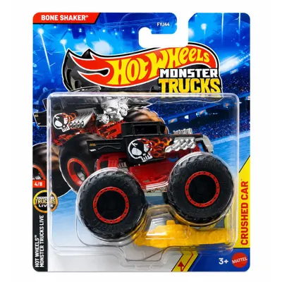 Masinuta Hot Wheels, Monster Truck, Crushed Car, Bone Shaker, JKJ93