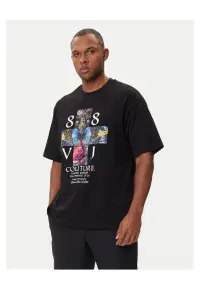 Tricou barbati negru - bumbac - imprimeu multicolor