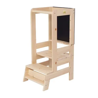 Turn de învățare în culoare naturală din lemn de pin Montessori – Meowbaby
