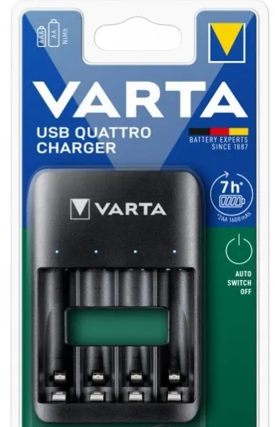 Încărcător VARTA - USB Quattro Charger, pentru AA/AAA, negru
