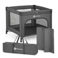 Tarc pliant, Petite&Mars, Nook, 90 x 90 cm, Pliere compacta, Include geanta de transport, Intrare laterala, Pereti din plasa, Structura stabila, Pana la 15 kg, 0 luni+, Gri