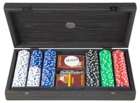 Set de poker Manopoulos - Cutie neagră din lemn și decorațiuni din piele