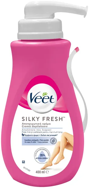 Veet Cremă depilatoare pentru piele sensibilăSilky Fresh, 400 ml