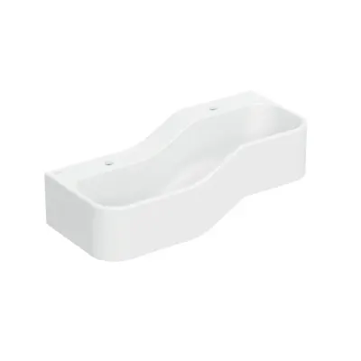 Lavoar dublu pentru copii, alb alpin, 90x39 cm, stanga, fara preaplin, 2 orificii pentru baterie, Geberit Bambini