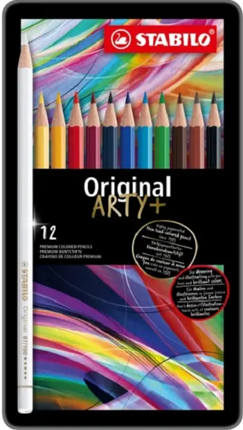 Creioane colorate Stabilo Arty - Original, 12 culori , cutie metalică