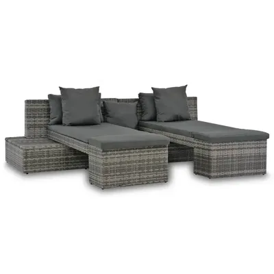 vidaXL Set mobilier de grădină cu perne, 4 piese, gri, poliratan