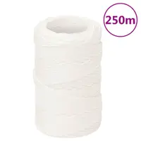 vidaXL Frânghie de barcă, alb complet, 2 mm, 250 m, polipropilenă