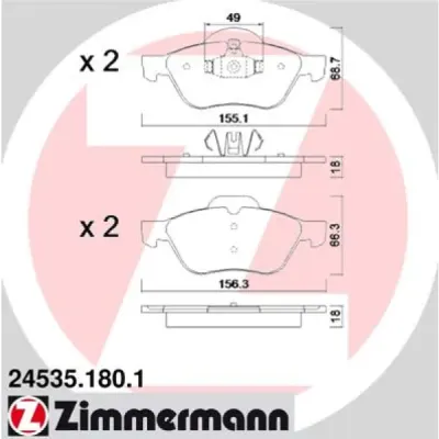Set placute frana, frana disc ZIMMERMANN 24535.180.1