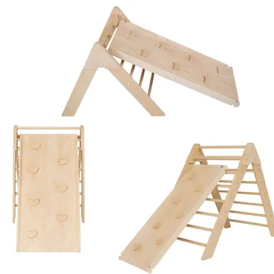 Loc de joaca interior copii triunghi escalada tobogan lemn Moon Natur