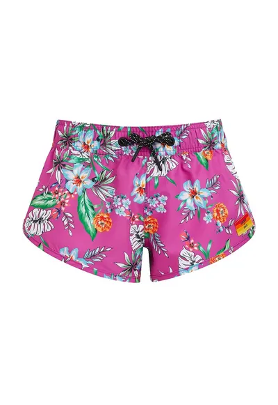Costum de baie femei Superdry Surf - roz - cu imprimeu floral - Roz