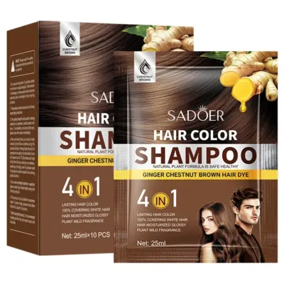 Sadoer Sampon colorant pentru par cu extract de ghimbir 25 ml x 10 buc Chestnut Brown