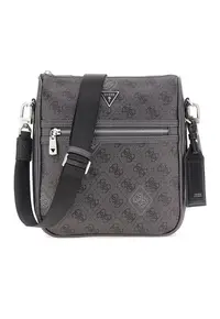 Geanta crossbody din piele ecologica cu model monograma - Gri inchis