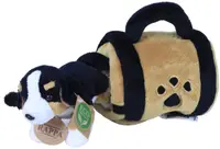 Jucărie de pluș Rappa Eco Friends - Câine de munte bernese în geantă de călătorie, 20 cm