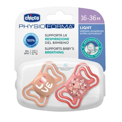 Suzeta Chicco PhysioForma Light, 2bucati, roz, 16-36luni