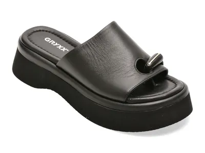 Papuci GRYXX negri, 4714750, din piele naturala