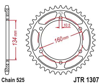 JT - Foaie (spate) JTR1307, 41 dinti - CBR600RR 07