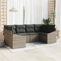 Gossi set de canapea de gradina cu 6 piese cu perne gri din poliratan