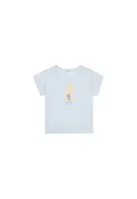 Tricou pentru fete 3I1XA1067 - Bumbac organic - Albastru - Albastru