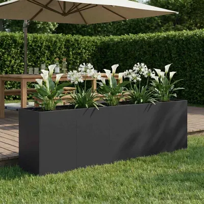 vidaXL Vază pentru Grădină Negru 200 x 40 x 60 cm Oțel laminat la rece