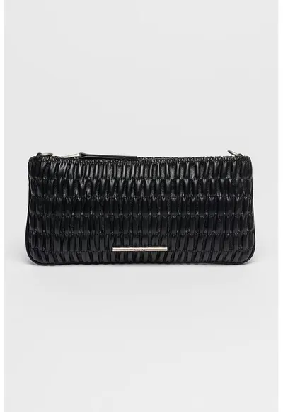 Geanta crossbody din piele ecologica cu fronseuri - Negru