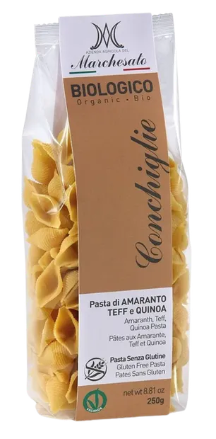 Paste Conchiglie din amarant, teff si quinoa fara gluten Bio, 250g, Marchesato