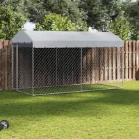 vidaXL Padoc de exterior cu prelată pentru câini, 382x192x225 cm