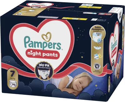 Scutece - chiloțel Pampers - Night Pants, Mărimea 7, 15+ kg, 70 buc