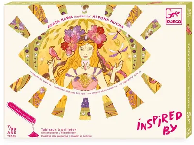 Colorare cu sclipici Djeco Inspirat de - Alphonse Mucha, Art Nouveau